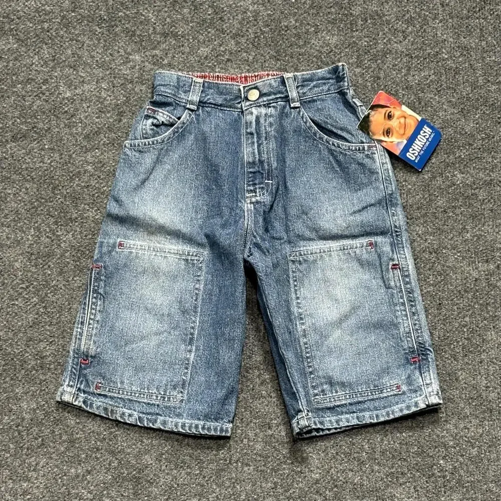 OshKosh B'gosh Shorts Boys 6 Blue Denim Jean Utility Elastic Waist New Tags